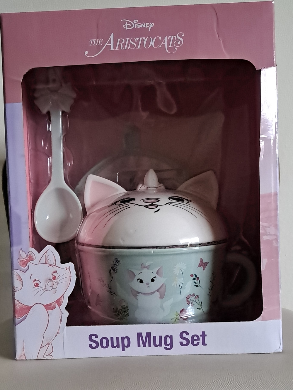 Disney Pink and Mint Aristocats Soup Mug Set with Lid & Spoon